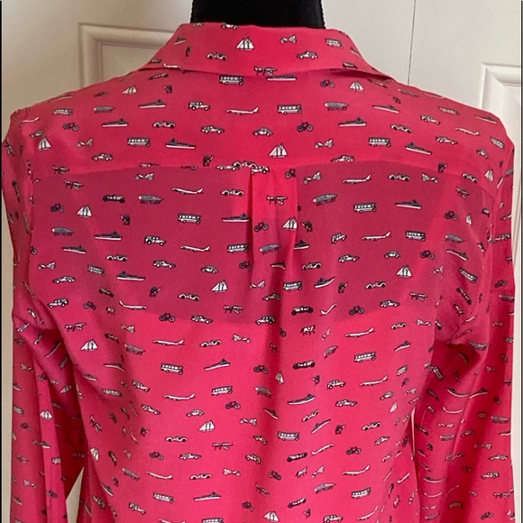 Weekend Max Mara Silk Graphic Print Pink Blouse - Picture 5 of 9